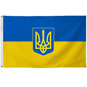 Ukraine Flag 3x5Ft Double Sided Ukrainian Trident Flag Polyester with 2 Grommets