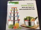 CHAREADA Colorful Mixing Bowls with Air-tight Lid with Silicone Bottom