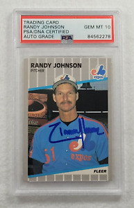 Rare 1989 RANDY JOHNSON Signed Fleer #381 RC ROOKIE Card-MARINERS-PSA 10 Auto