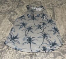 Victoria Secret Pink Women’s Sz Small Gray Tank Top With Bling Palm Tree