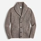 J. CREW Men's Rugged Merino Wool-Blend Cardigan Sweater Marled Hazelnut - NWT