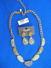 New Chico's Multi Colored Citrine or Gold Opaque Glass Necklace and Earring Set
