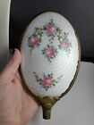 Vintage Guilloche Roses Hand Mirror Missing Handle