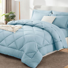 New ListingQueen Bed in a Bag 7-Pieces Comforter Sets with Comforter and Sheets Light Blue