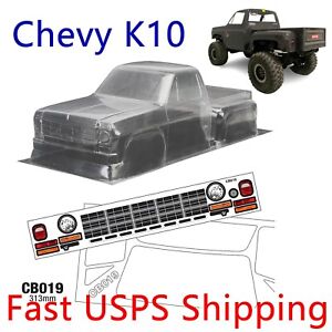 1/10 RC Crawler Chevy K10 Clear Transparent Body Shell WB 313mm for SCX10