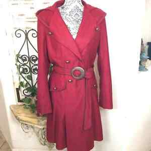 Soft surroundings red wool blend trench coat