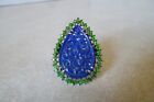 rarities carol brodie carved lapis chrome diopside sterling cocktail ring sz 8