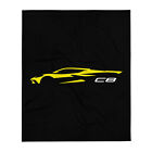 2023 Corvette C8 Silhouette Accelerate Yellow Vette Drivers Custom Throw Blanket