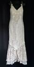 Vintage Ivory Lace Spaghetti Straps Pearl Appliqu Slip Wedding Dress Size 12