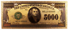 (2) pieces of $5000 FIVE THOUSAND DOLLAR BILLS NOTES NOVELTY GOLD FOIL NOVELTY