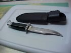 Vintage Buck 119 Fixed Blade Hunting Knife With Leather Sheath USA 2002 Anvil