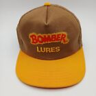 Vintage Bomber Lures Fishing Hat Advertising Cap Snapback Brown Yellow Red USA