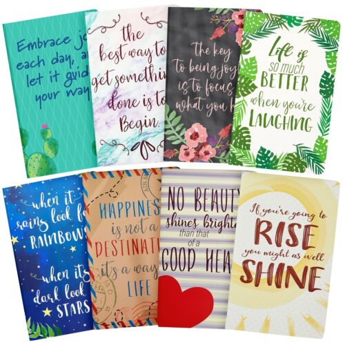 Set of 8 Inspirational Notebooks, 5x8 Bulk Journals with Motivational Quotes