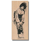 Mounted Rubber Stamp, GEISHA GIRL, Japanese, Lady, Asian, Japan, Flower, Kimono