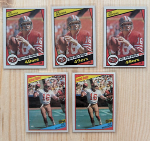 1984 Topps lot of 5 cards NFL Football featuring 49ers Joe Montana MINT