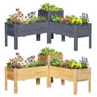 Raised Garden Bed, Set of 3 Wood Box & Trough Planters, Draining for flowers