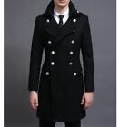 Men's Trench Coat Woolen Coat War Long Sleeve Mid Length Coat Casual Fall/Winter