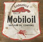 11 3/4” GARGOYLE SHIELD MOBILOIL  COMPANY PORCELAIN GAS PUMP PLATE SIGN