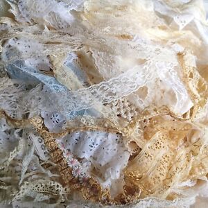 Vtg Lot  Lace Trim Snippets 50 Piece Crafting Junk Journal