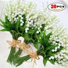 30 Bundles Artificial Lily Valley Flowers Fake Bouquet Plants Wedding Decor NEW