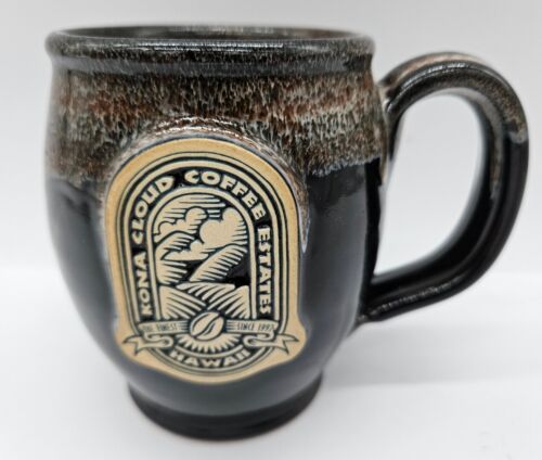 New ListingDeneen Pottery Hawaii Kona Cloud Coffee Estate Black Brown Drip Glaze Mug Cup