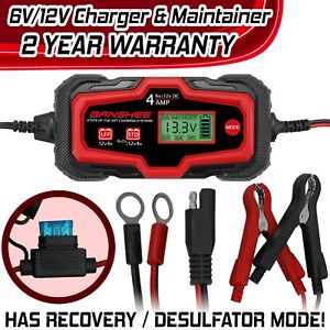 4A Smart Car Battery Charger, Maintainer, & Reconditioner/Desulfator for 6V/12V