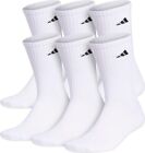 Adidas Men's Socks Crew Aeroready Cushioned 6 Pair White Shoe Size L 6-12 NWT
