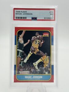 1986 Fleer Magic Johnson #53, PSA 7 NM. Freshly Graded, New Label