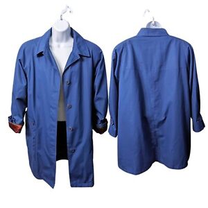 Vintage 80s LONDON FOG Rain Trench Coat Cobalt Blue Fleece Lining Size 18W/2X