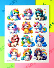Cute Unicorns Sticker Sheet
