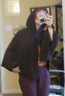 Magaschoni Vintage style brown boiled wool boucle hooded cape poncho wrap OSFA