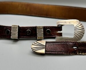 Vintage Navajo Sterling Silver Ranger Set  on Belt - Signed James Lee