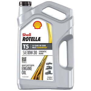 Shell Rotella Engine Oil T5 Synthetic Blend 10W-30 Diesel Engine Oil 1-Gallon