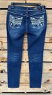 Grace in LA Women's Embellished Embroidered Stitched Skinny Fit Stretch Jeans 28