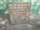 Antique Oak Parts Tool Cabinet 31 Drawer Hardware Store Wood w/ Tin Drawers