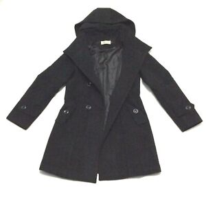 Yewen Black Winter Wool Blend Trench Coat Womens Size Large