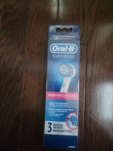3 ORAL-B Sensitive Clean Gum Care Teeth Replacement Toothbrush Tooth Brush Heads