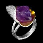UNHEATED NATURAL 10X8MM AFRICAN AMETHYST HANDMADE PETAL SILVER 925 RING SIZE 7