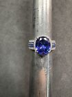7.7g VTG FZN Sterling Silver 925 Blue Stone & CZ Ring Size 8 Jewelry lot H