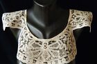 Old Antique large Collar Brussels Duchesse lace H made off white color