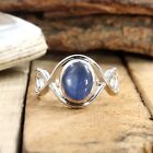 Natural Kyanite Cabochon Brazil 925 Sterling Silver Jewelry Women Ring Size 10