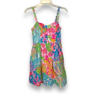 Lilly Pulitzer Size 00 Mini Sundress Dress Ardleigh Lovers Coral Pink Green Aqua