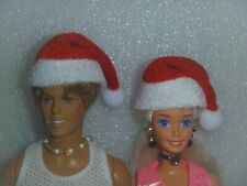 (2) Sort of Velveteen Folded Over Santa Hats for Barbie, Ken, Same Size Friends