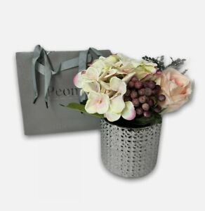 New ListingReal Touch Rose & Hydrangeas in Textured Pot w/ Gift Bag by Peony, Pink