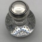 Antique Sterling Silver And Blown Bullicante Glass Inkwell
