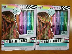 2 Boxes: Fashion Angels Hair Chox Hair Design Set, 5 Hair Chalk Pens Ea. 11B