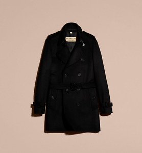 $2850 Authent BNWT BURBERRY Kensington Cashmere/Wool Trench Coat Mens L/52 Black
