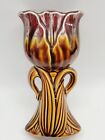 Vintage 1970's Drip Glaze Red And Brown Tulip Vase Made in Japan