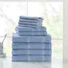 Mainstays 10 Piece Bath Towel Set with Upgraded Softness & Durability, Office Bl