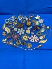 Brooch Pin Lot Mostly Mostly Vintage Some with Rhinestones Large Lot